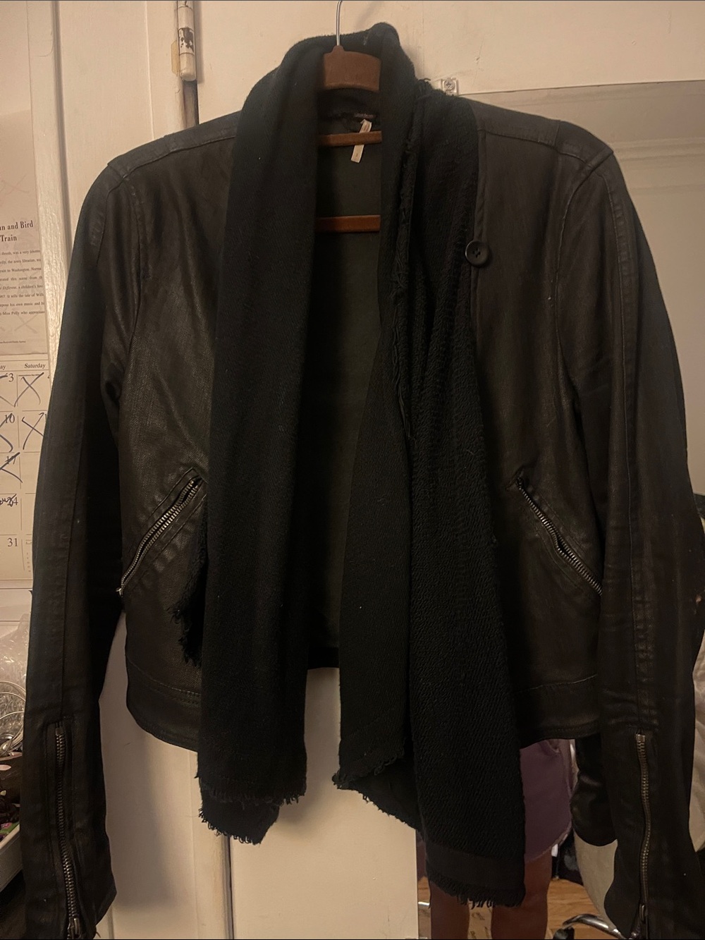 Super Cool, Free People Coated Black Denim Jacket. - Picture 1 of 7